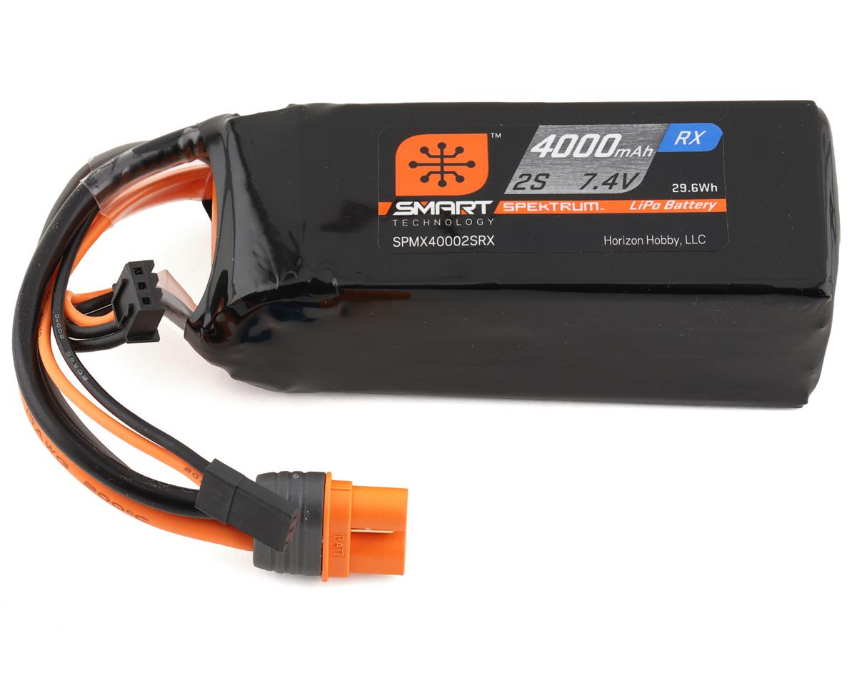 SPMX40002SRX Spektrum 4000mah 2S 7.4v Smart LiPo Receiver Battery with IC3 Connector, Replaces DYNB52213 Spektrum
