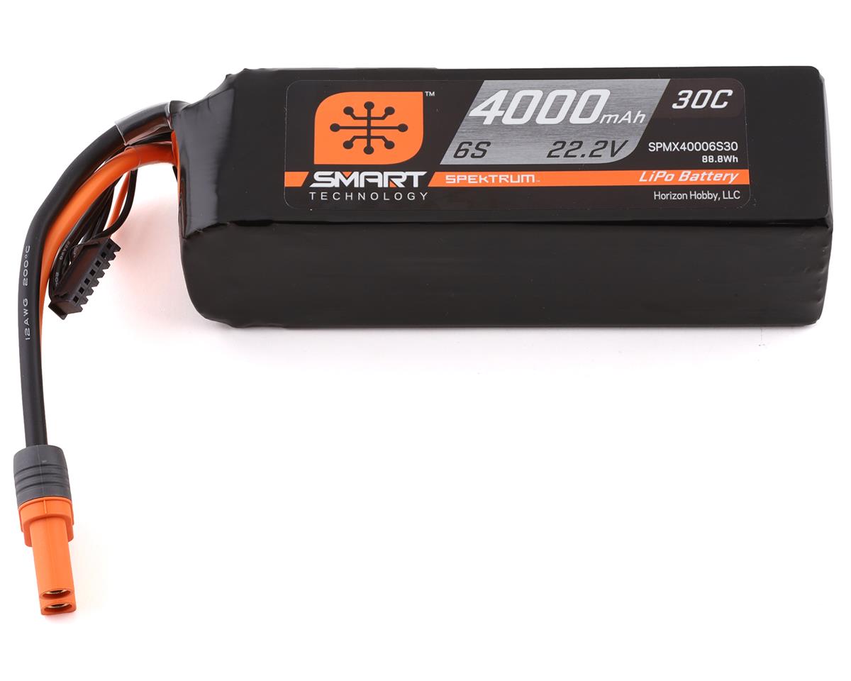 SPMX40006S30 Spektrum 4000mah 6S 22.2v 30C Smart LiPo Battery with IC5 Connector Spektrum