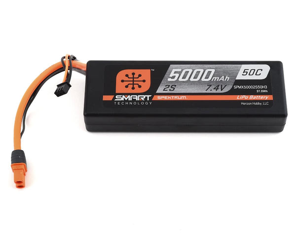 Spektrum 5000mah 2S 7.4v 50C Smart Hard Case LiPo Battery with IC3 Connector
