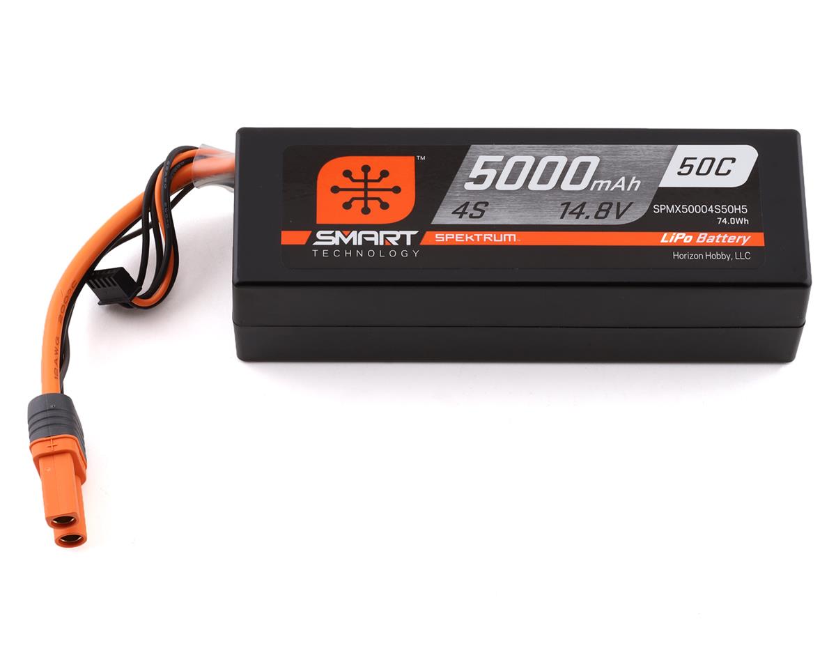 SPMX50004S50H5 Spektrum 5000mah 4S 14.8v 50C Smart Hard Case LiPo Battery with IC5 Connector Spektrum