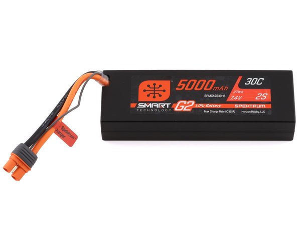 Spektrum 5000mAh 2S 7.4V 30c Smart G2 Hard Case LiPo Battery with IC3 Connector