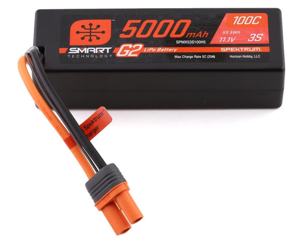 Spektrum 5000mAh 3S 11.1V 100C Smart G2 Hard Case LiPo Battery with IC5 Connector