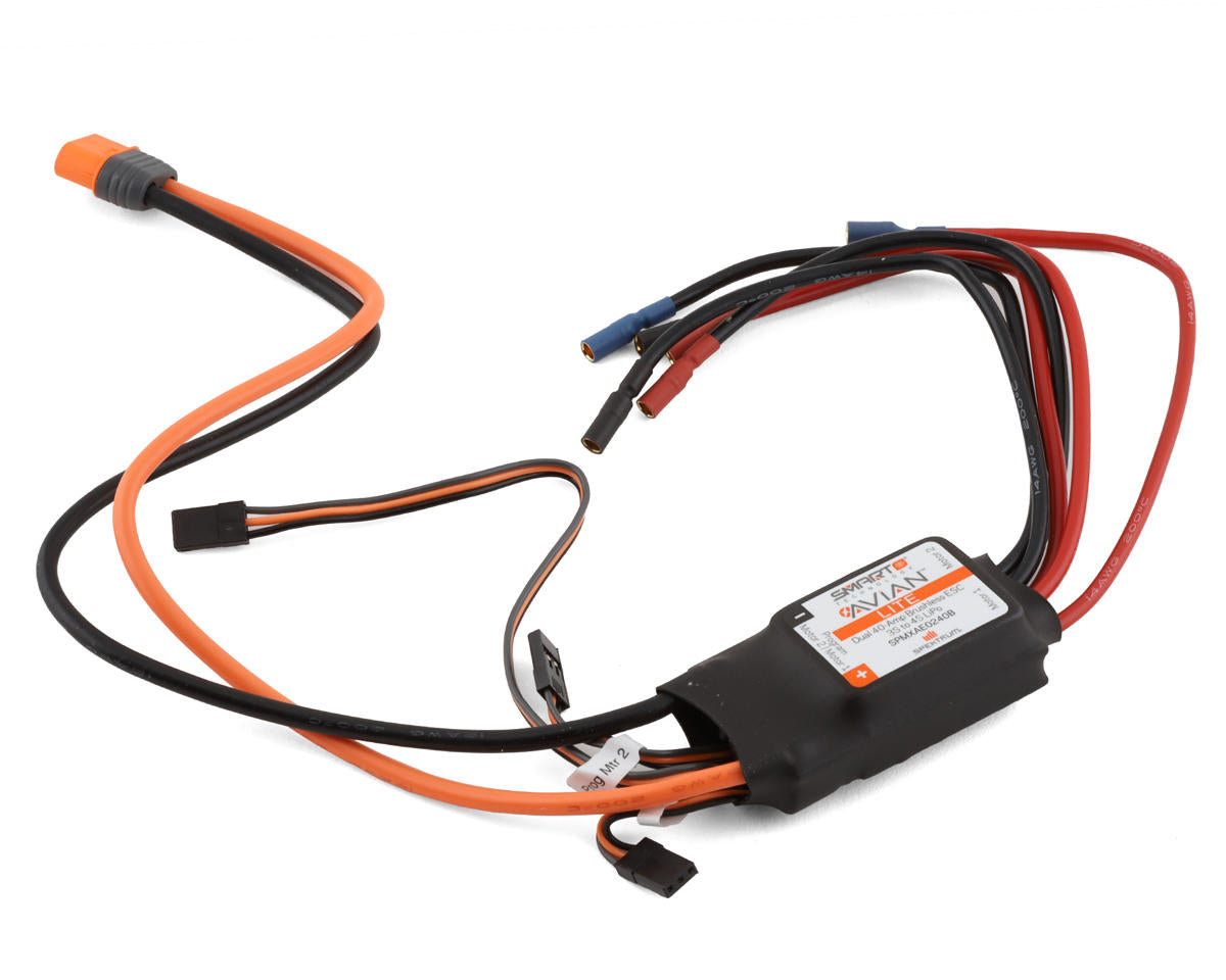 SPMXAE0240B Spektrum Avian 40A Dual Smart Lite 3-4S Brushless ESC with IC3 Connector Spektrum