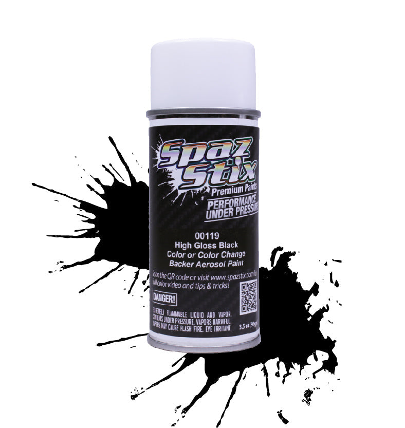 SZX00119 High Gloss Black / Backer Paint Aerosol 3.5oz SPAZ STIX