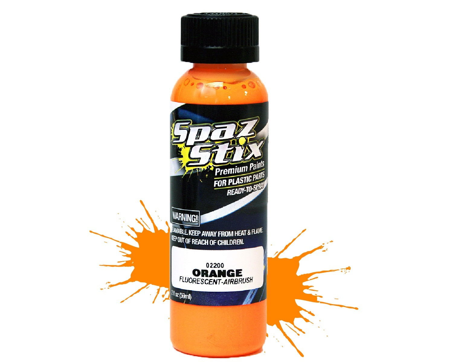 SZX02200 Orange Fluorescent Airbrush Paint 2oz SPAZ STIX