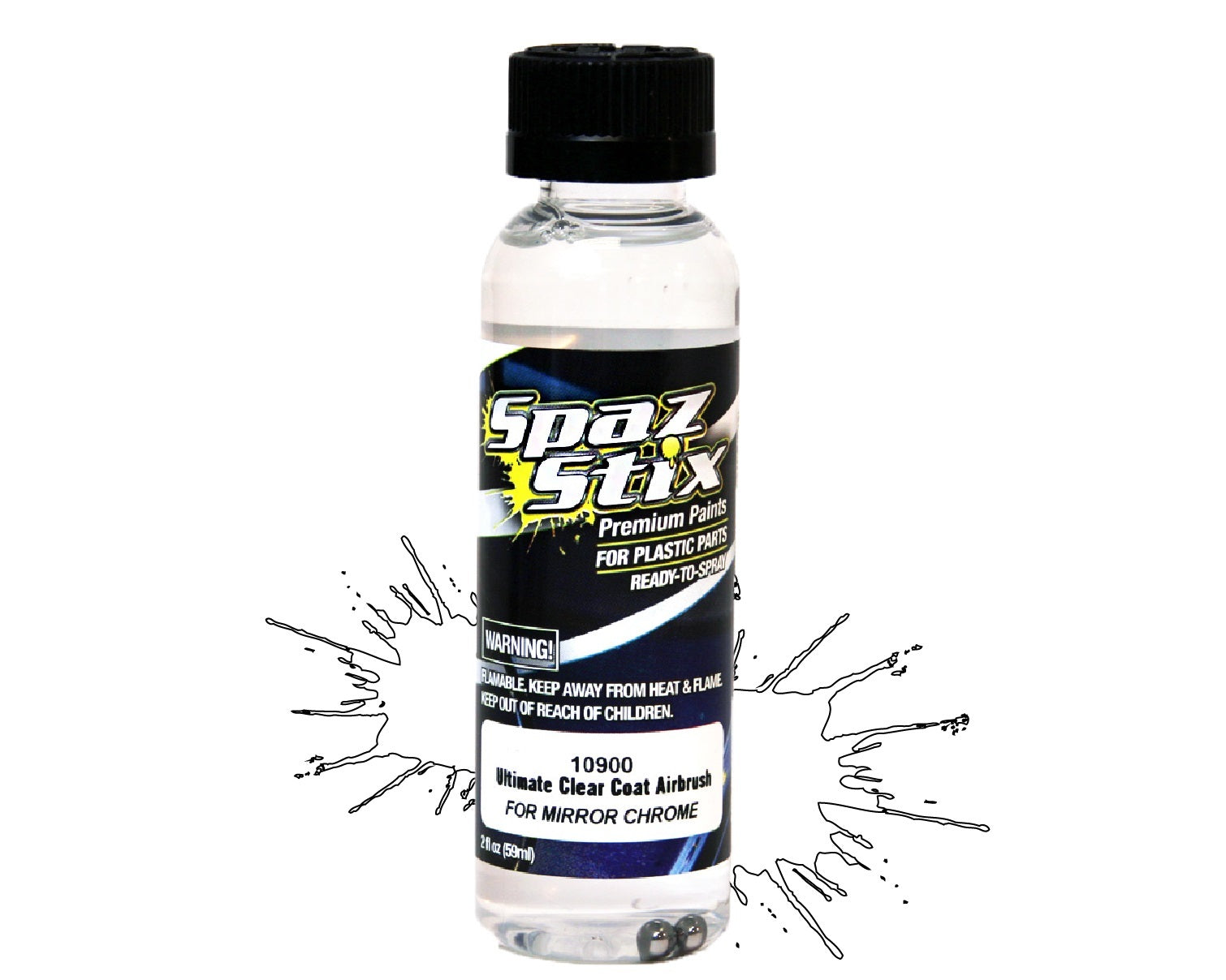 SZX10900 Ultimate Clear Coat Airbrush Paint 2oz - For Mirror Chrome SPAZ STIX