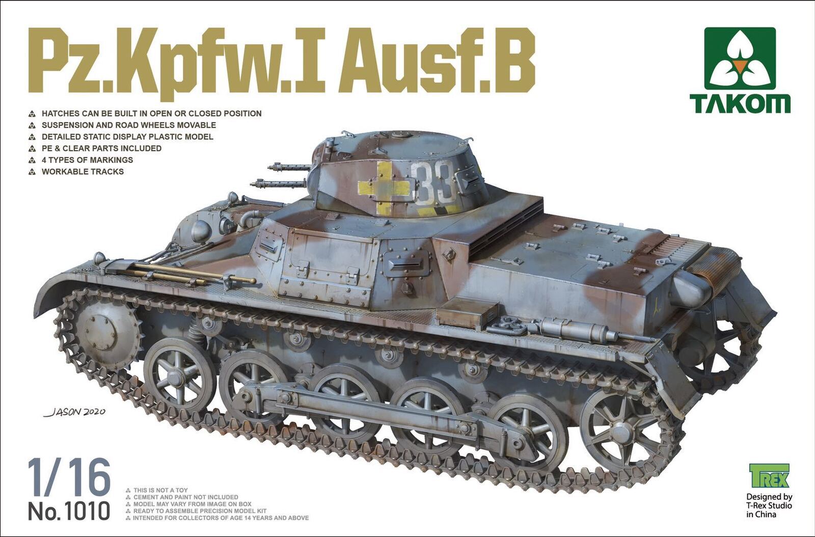 TK1010 Takom 1/16 Pz.Kpfw.I Ausf.B Plastic Model Kit Takom