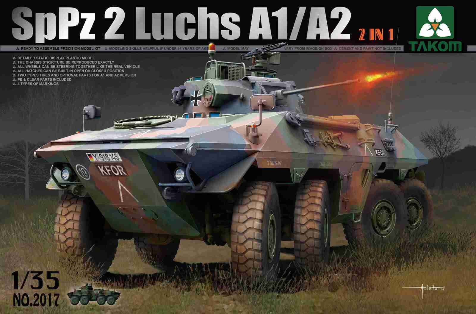 TK2017 Takom 1/35 Bundeswehr SpPz 2 Luchs A1/A2 2 in 1 Plastic Model Kit Takom
