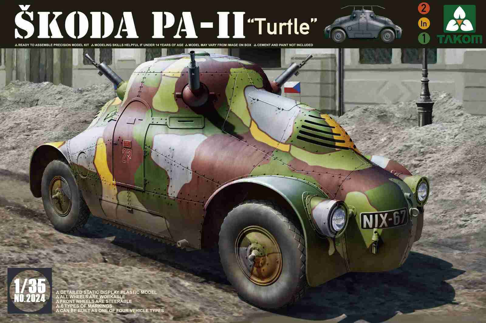 TK2024 Takom 1/35 WWII S?koda PA-II (Turtle) Plastic Model Kit Takom