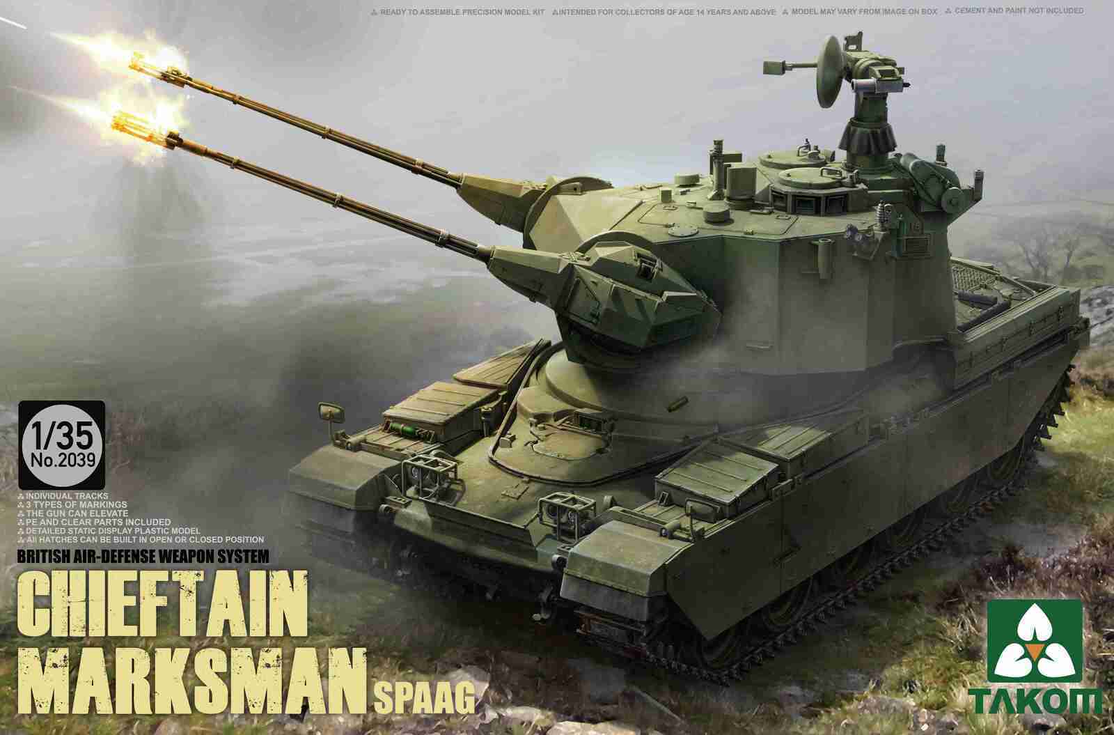 TK2039 Takom 1/35 British Air-defense Weapon System Chieftain Marksman SPAAG Plastic Model Kit Takom