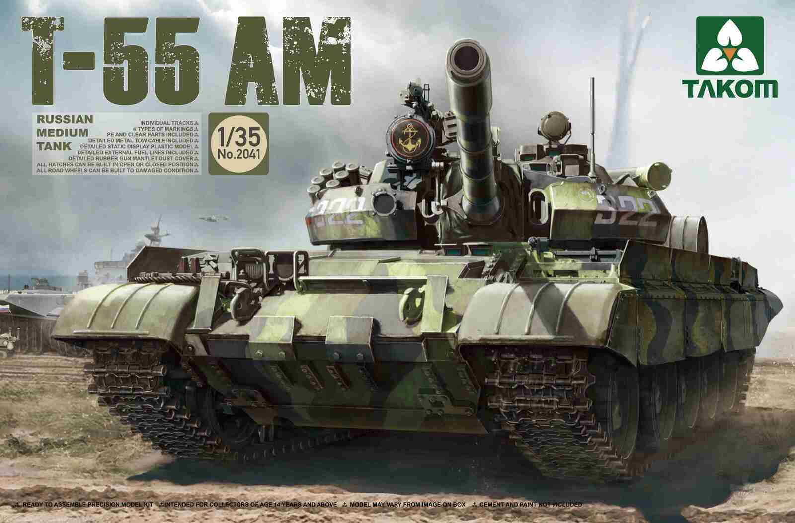 TK2041 Takom 1/35 Russian Medium Tank T-55 AM Plastic Model Kit Takom