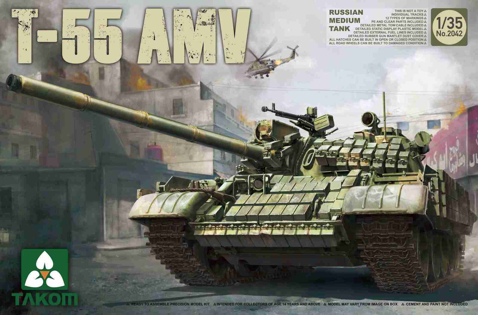 TK2042 Takom 1/35 Russian Medium Tank T-55 AMV Plastic Model Kit Takom