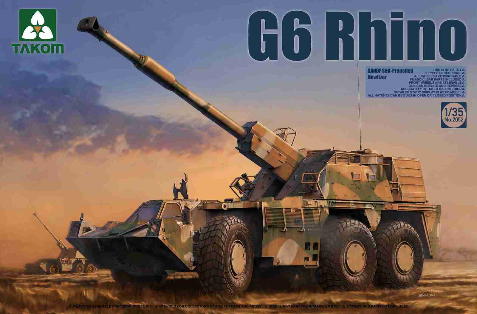 TK2052 Takom 1/35 SANDF Self-Propelled Howitzer G6 Rhino Plastic Model Kit Takom