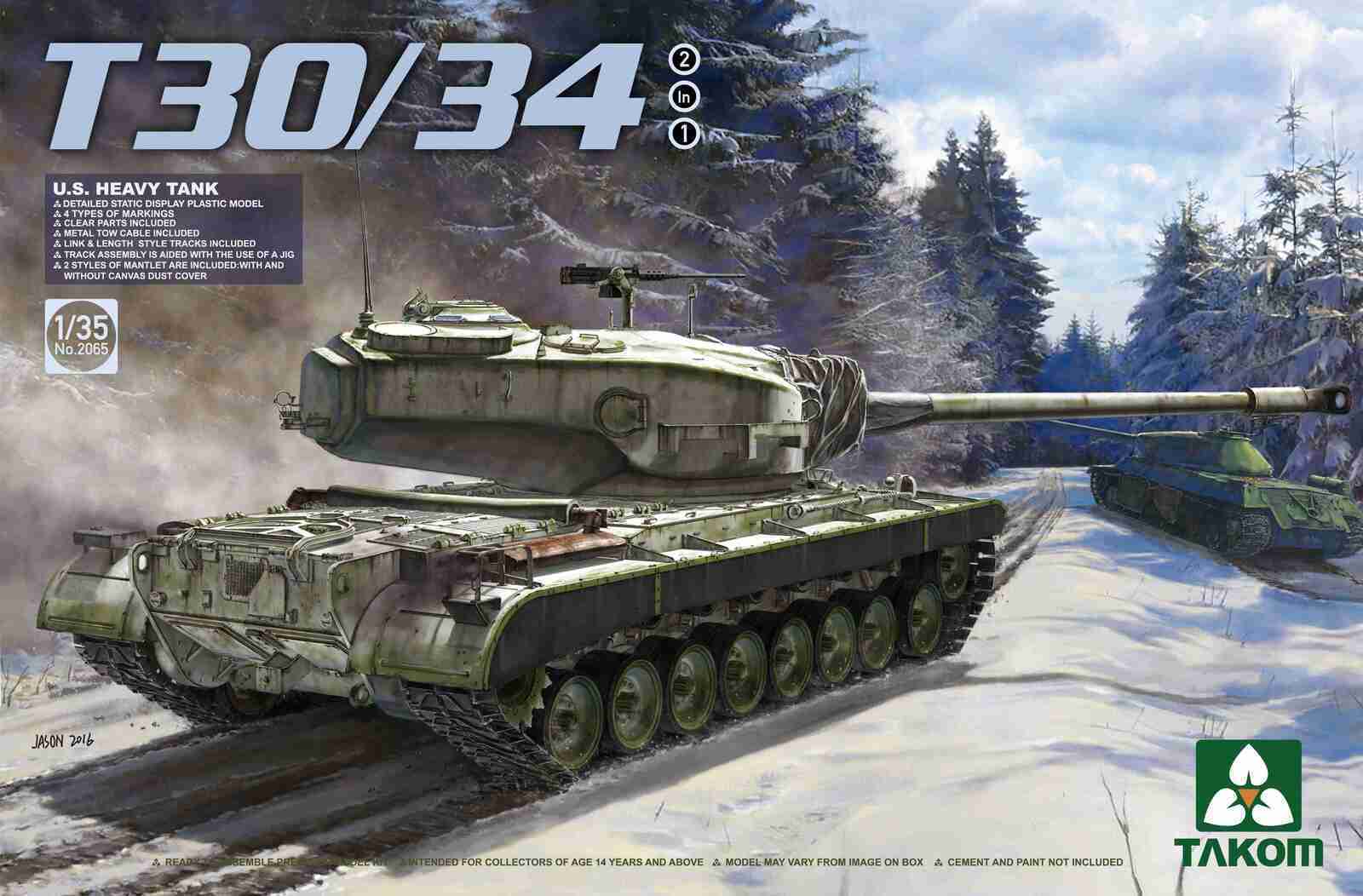 TK2065 Takom 1/35 U.S. Heavy Tank T30/34 2 in 1 Plastic Model Kit Takom