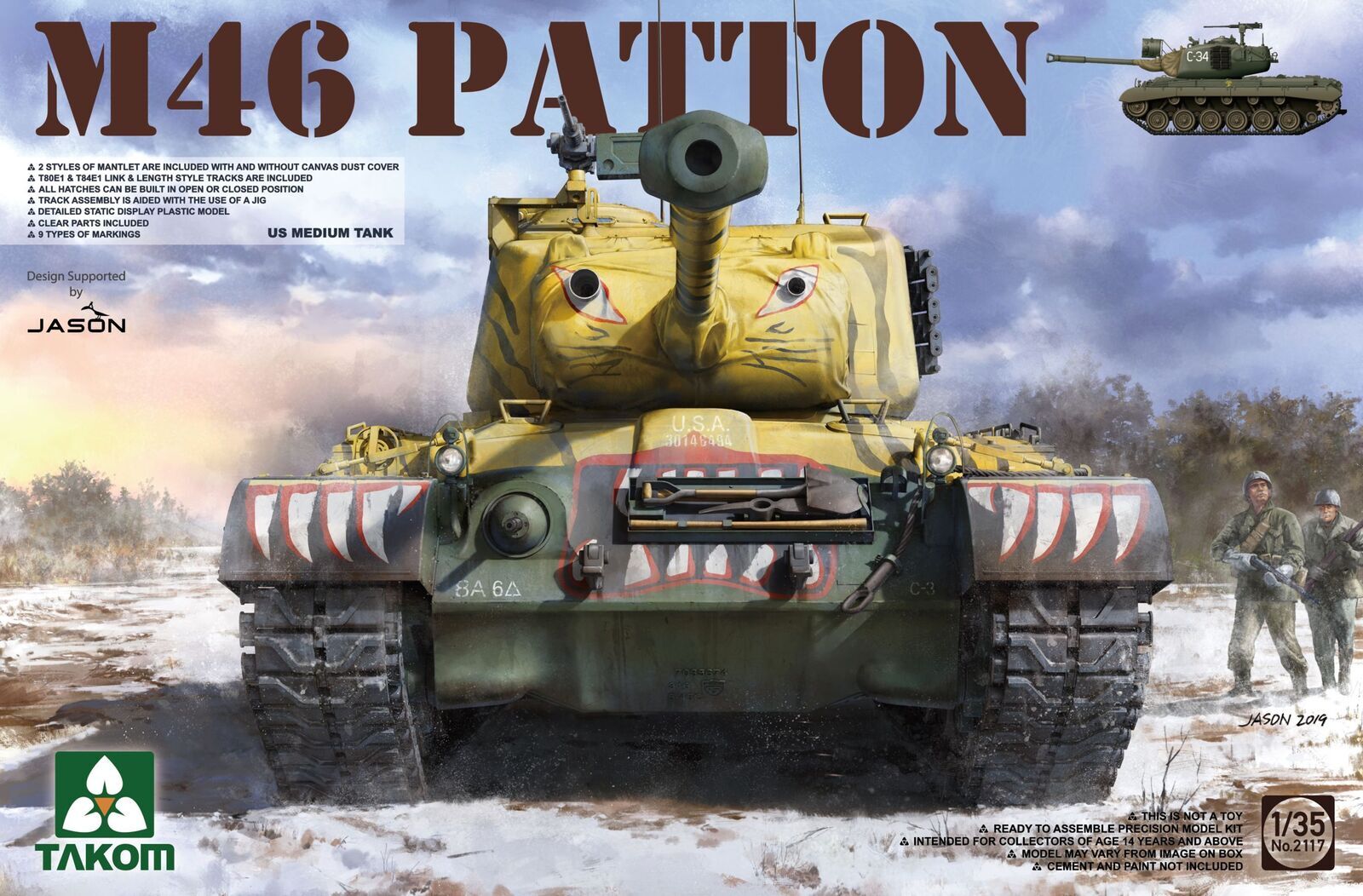 TK2117 Takom 1/35 US MEDIUM TANK M-46 PATTON Plastic Model Kit Takom