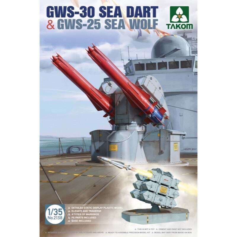 TK2138 Takom 1/35 GWS-30 Sea Dart & GWS-25 Sea Wolf Plastic Model Kit Takom