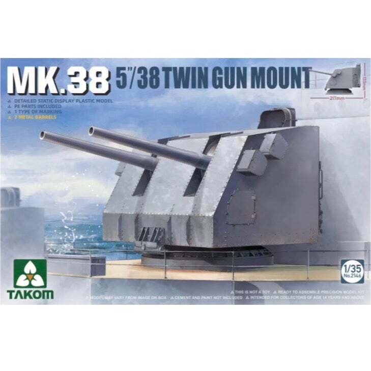 TK2146 Takom 1/35 MK.38 5''/38 Twin Gun Mount (Metal barrel) Plastic Model Kit Takom
