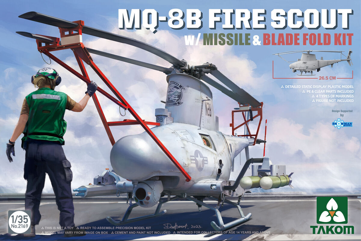TK2169 Takom 1/35 MQ-8B Fire Scout w/ Missile & Blade Fold Kit Plastic Model Kit Takom