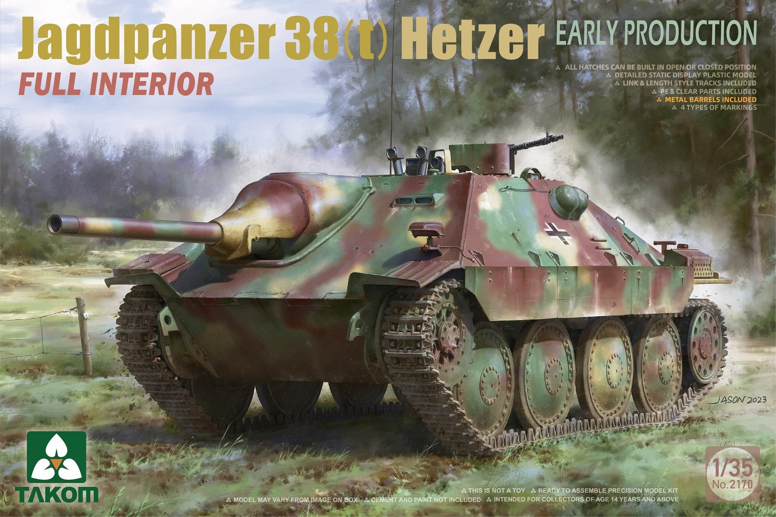 TK2170 Takom 1/35 Jagdpanzer 38(t) Hetzer Early Production w/ Full Interior Plastic Model Kit Takom
