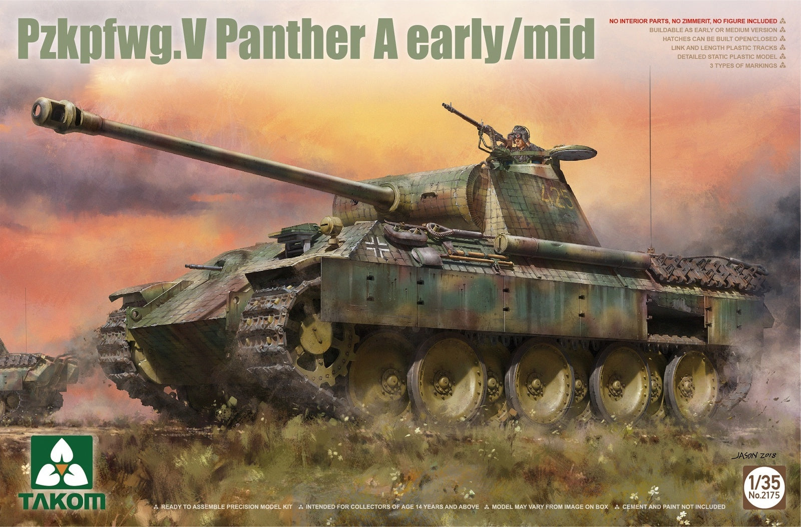 TK2175 Takom 1/35 Pzkpfwg.V Panther A Early/Mid Plastic Model Kit Takom