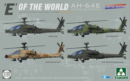 TK2603 Takom 1/35 'E' of the World AH-64E Attack Helicopter (Limited Edition) Plastic Model Kit Takom