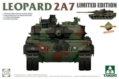 TK5011X Takom 1/72 LEOPARD 2A7 Main Battle TankLimited Edition Plastic Model Kit Takom