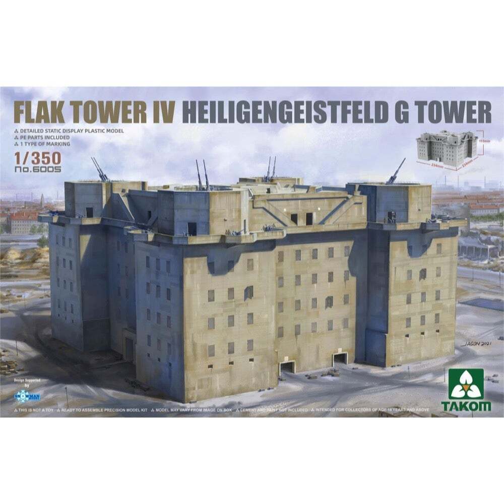TK6005 Takom 1/350 Flak Tower IV Heiligengeistfeld G Tower Plastic Model Kit Takom