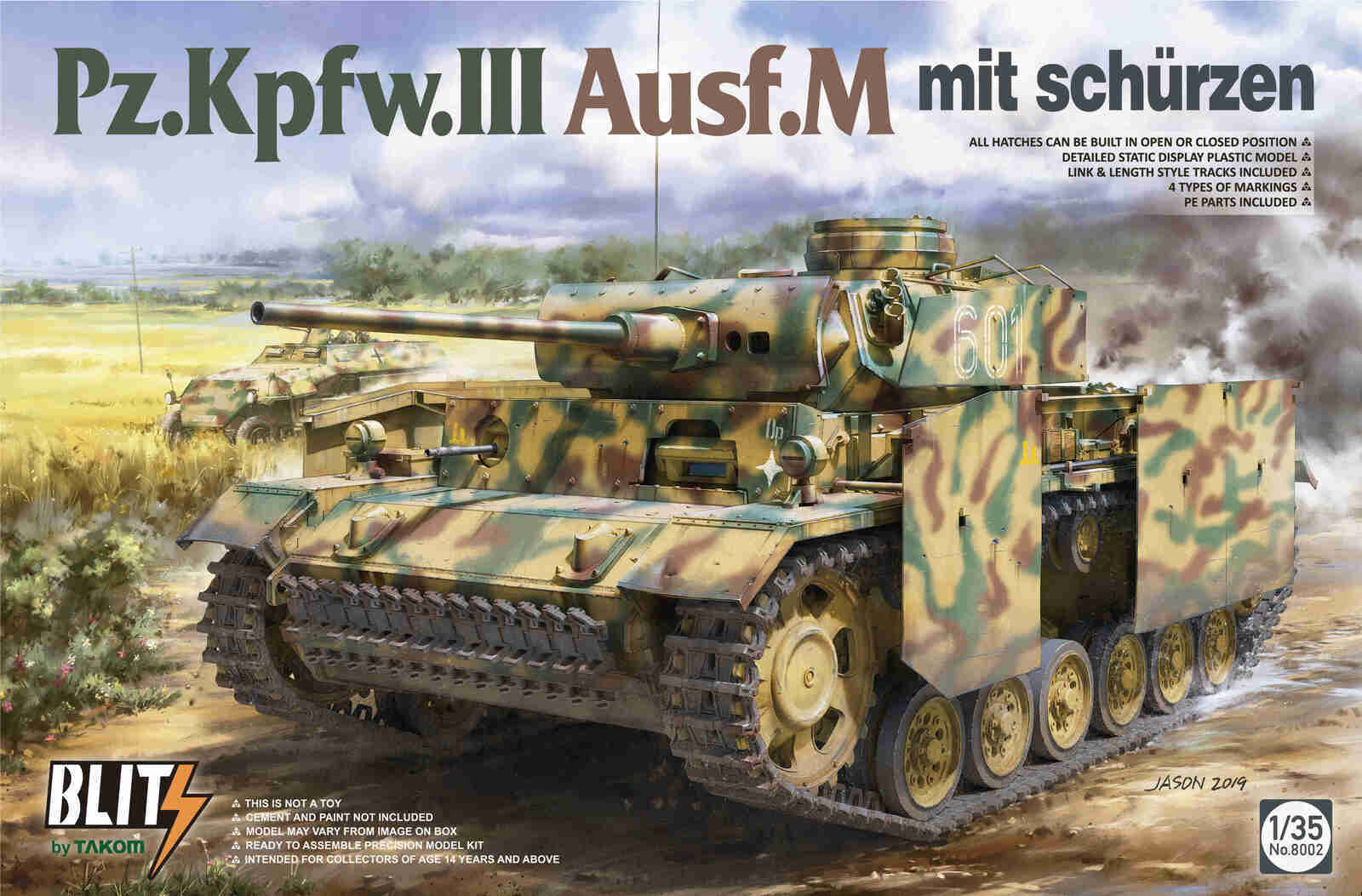 TK8002 Takom 1/35 Pz.Kpfw.III Ausf.M mit schrzen Plastic Model Kit Takom
