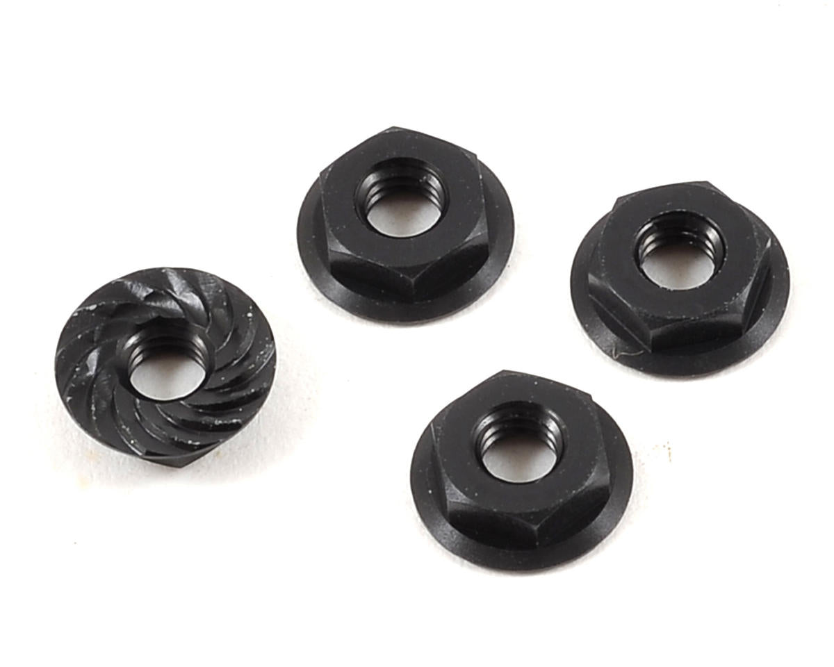 TLR336003 TLR M4 Aluminium Serrated Nuts, Low Profile, Black, 4pcs, 22 5.0, 22X-4 Losi