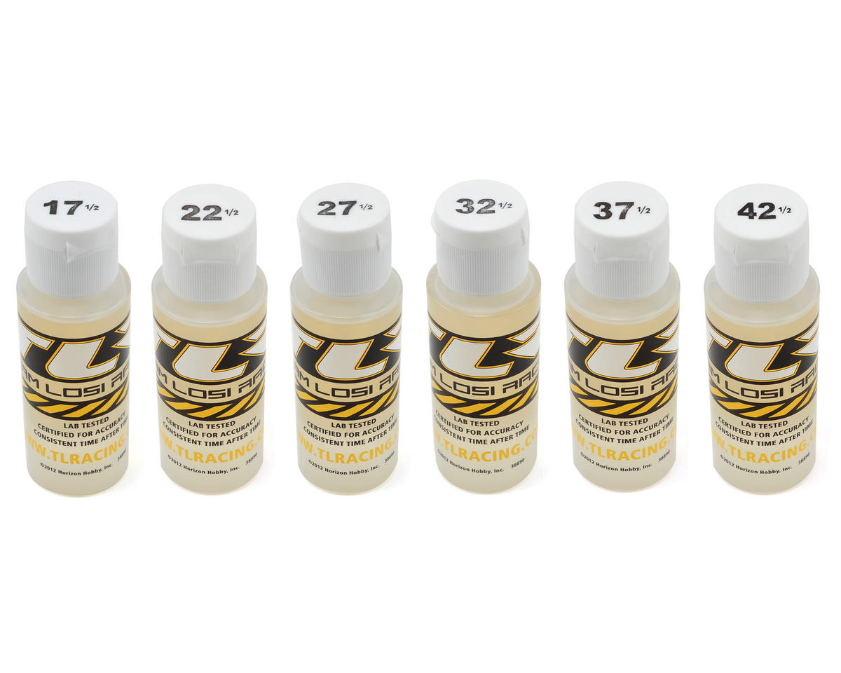 TLR74019 TLR Silicone Shock Oil 2oz 6pk, 17.5, 22.5, 27.5, 32.5, 37.5, 42.5wt Losi