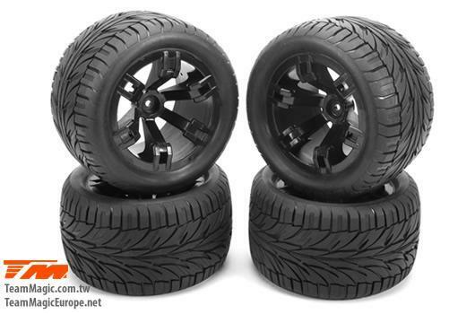 TM108002 Tires - 1/10 Truck - mounted - E5 Street Style 14mm (4 pcs) Team Magic