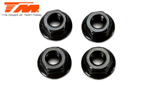 TM111160BK M4 serrated flanged - Black (4 pcs) Team Magic
