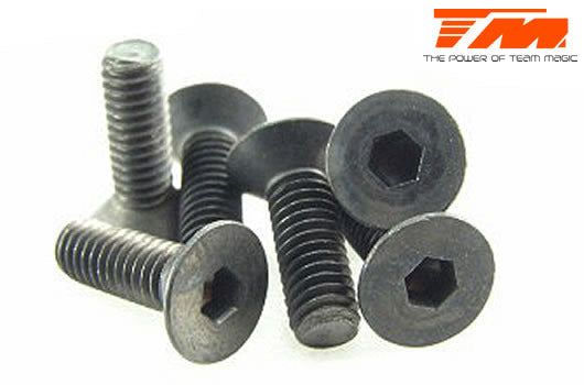 TM126412 4x12mm Steel F.H. Screw (6) Team Magic