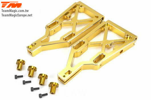 TM505223GD CNC alloy lower arm (2pce) gold Team Magic