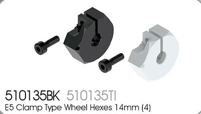 TM510135BK E5 option clamp 14mm wheel hex black (4) Team Magic