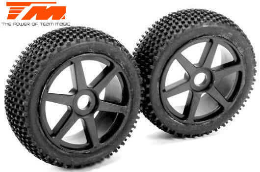 TM561495BK B8 Pre-mounted Tires (2)-6 Spokes Black Team Magic