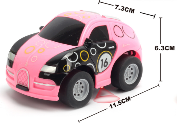 TRC-6148R-P 1:43 Q version Bugatti graffito car Pink  Body, (Requires AA Batteries)