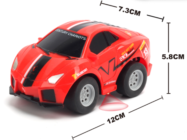 TRC-6148T-R 1:43 Q version Lamborghini graffito car Red Body, (Requires AA Batteries) Tornado