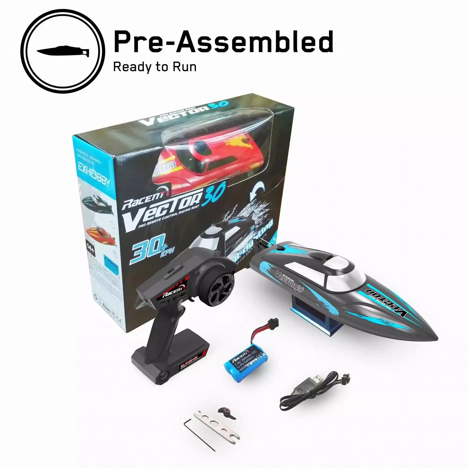 VOLANTEX VECTOR 30 RTR SELF RIGHTING R/C BOAT 28KMH Volantex