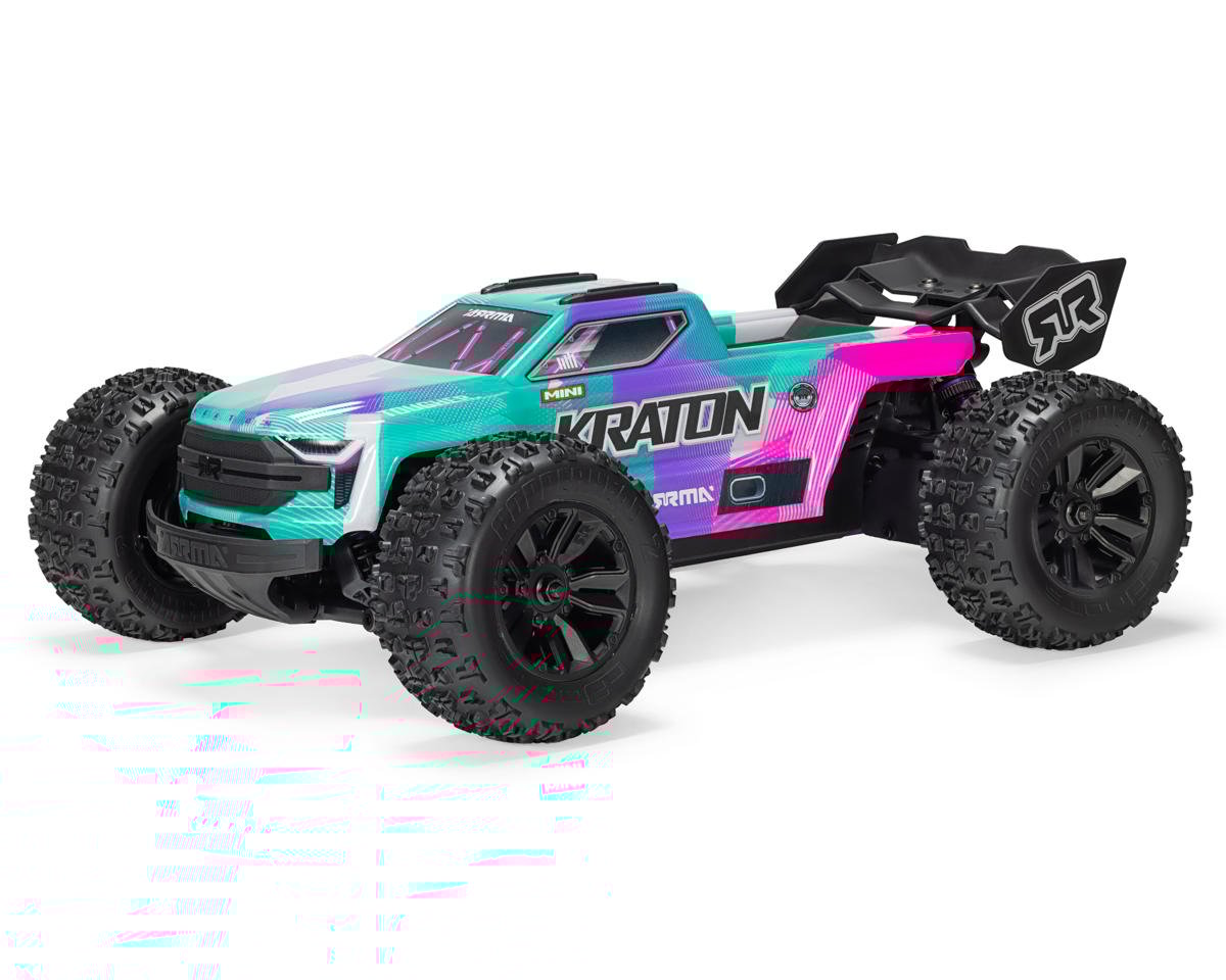 Arrma Mini Kraton 3S BLX 4X4 1/16 RTR Brushless Speed Monster Truck Teal/Pink, ARA2508ST2