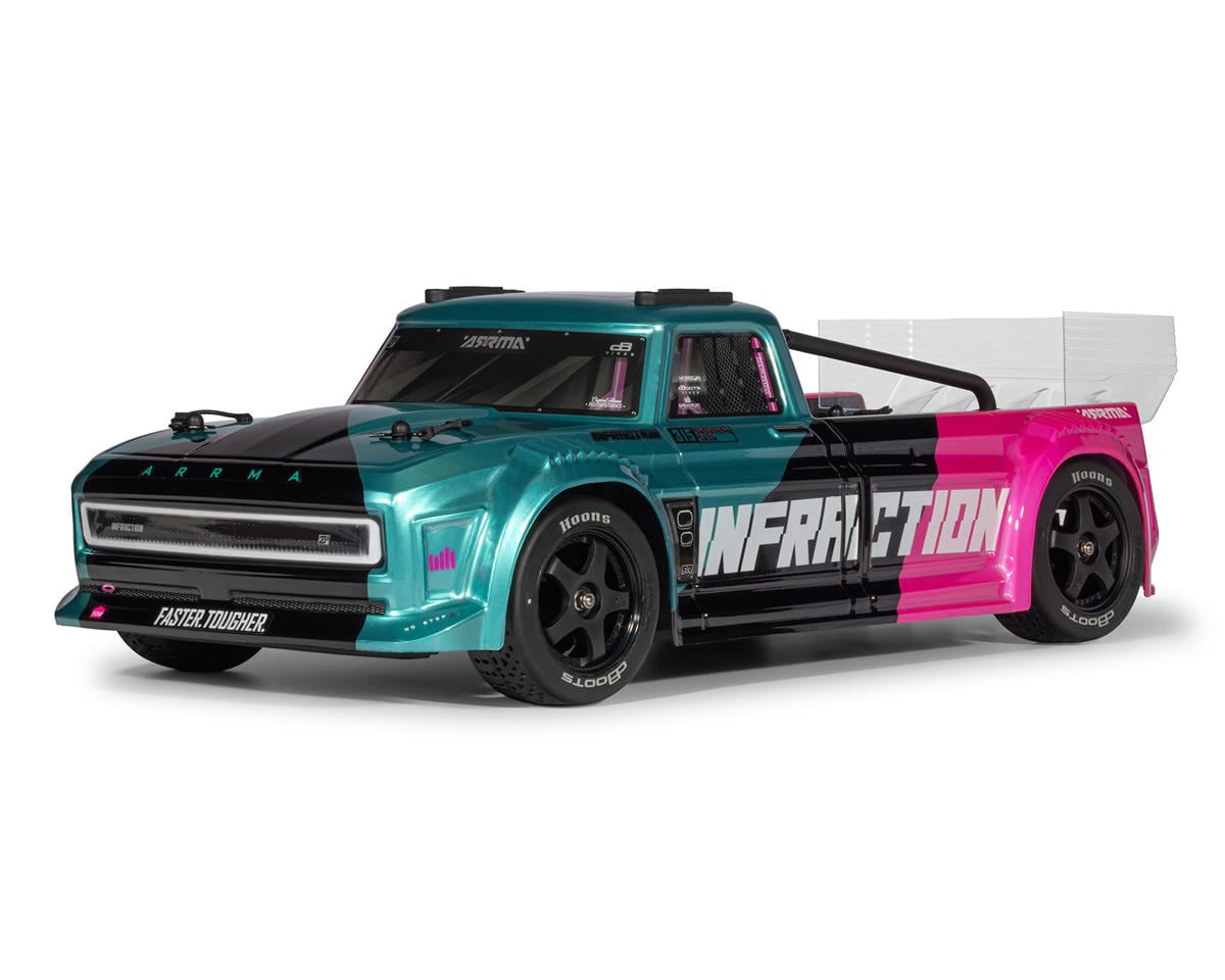 Arrma Infraction 223S DSC 1/8 4X4 RTR Brushless All-Road Car, RTR, Teal/Pink ARA4315V4T3
