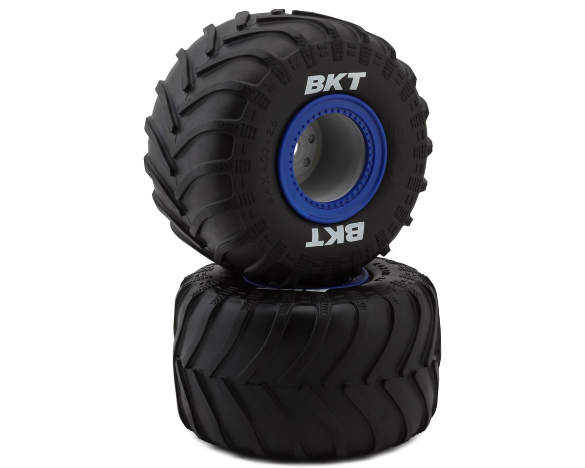 Losi BKT 2.6in Medium Compound Monster Truck Tyre mounted on Blue Wheels, LMT 2.0 LOS-1819