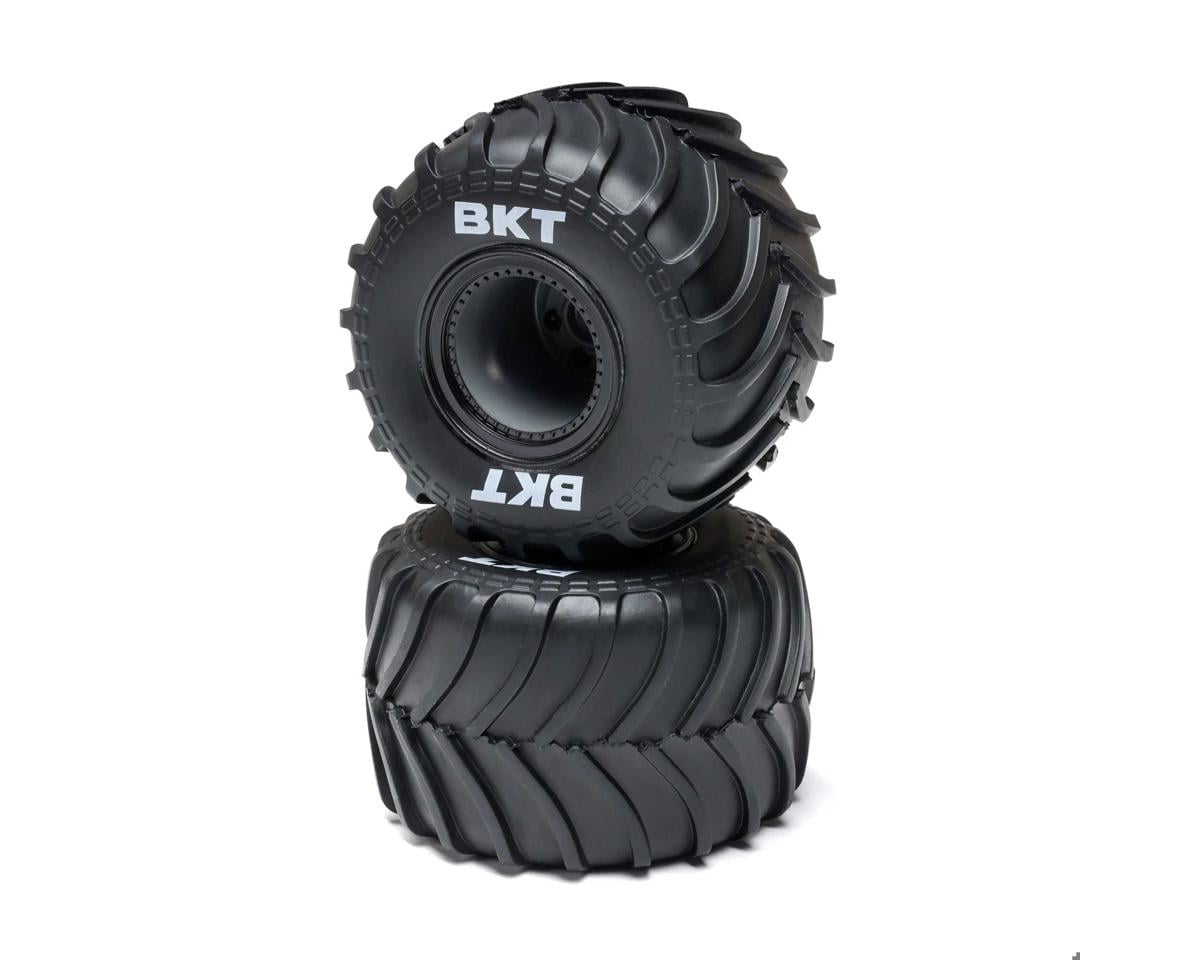Losi MT Tires, Black Beadlock, Premount, 2pcs, Mini LMT Megalodon LOS-2060