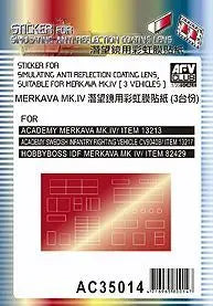 AFV Club AC35014 1/35 Sticker Anti Reflection Coating Lens For Merkava Mk.IV (3 Vehicles) AFV