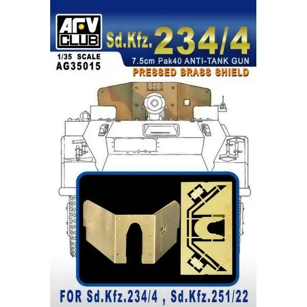 AFV Club AG35015 1/35 Pressed Bbass Shield For Sd.Kfz.234/4, Sd.Kfz.25 Plastic Model Kit AFV