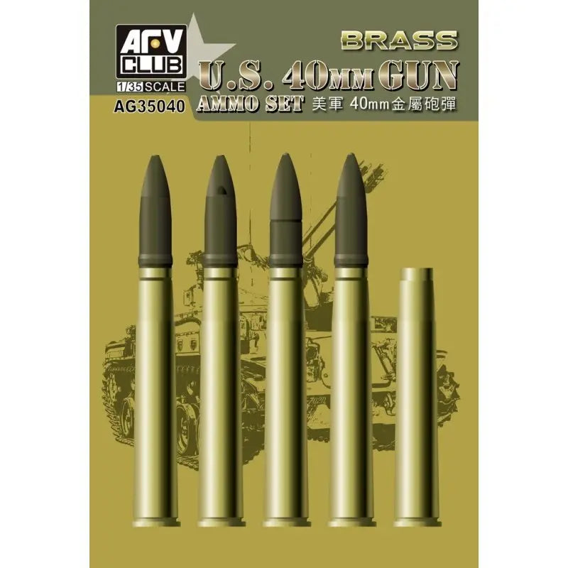 AFV Club AG35040 1/35 U.S. 40mm Gun Ammo Set (Brass) Plastic Model Kit AFV