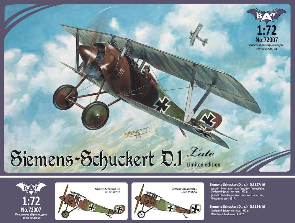 Bat Project 72007 1/72 Siemens Shuckert D1 late Plastic Model Kit Bat Project
