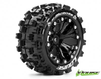 ST-Mcross 2.8 Tyre w/rim Black 12mm hex