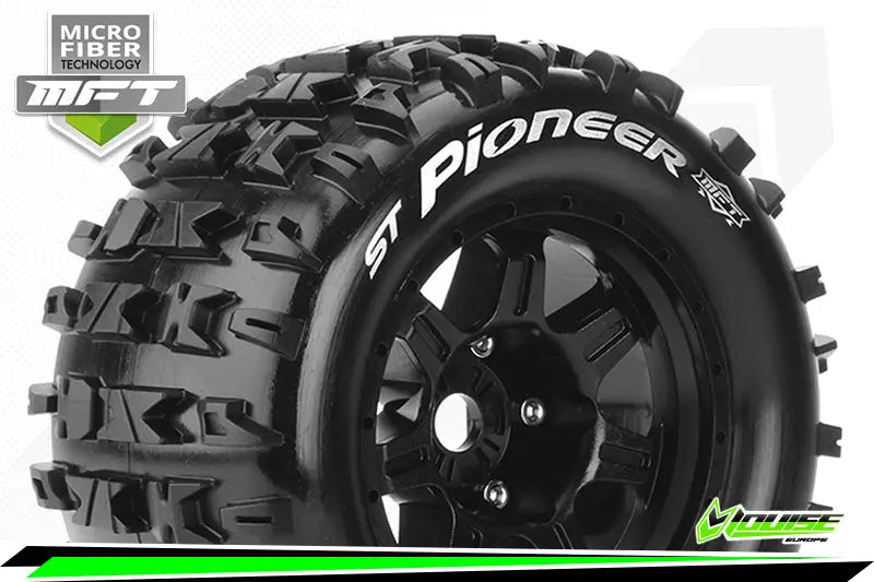 MFT 1/8 ST-PIONEER STADIUM TRUCK TIRE SPORT / 0 OFFSET BLACK RIM HEX 17mm / MOUNTED Louise