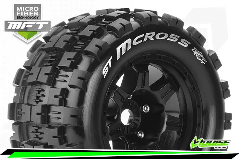 MFT 1/8 ST-MCROSS STADIUM TRUCK TIRE SPORT / 1/2 OFFSET BLACK RIM HEX 17mm / MOUNTED Louise